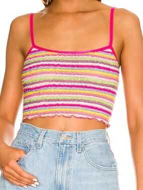 Striped Pink Multicolor Knit Crop Top